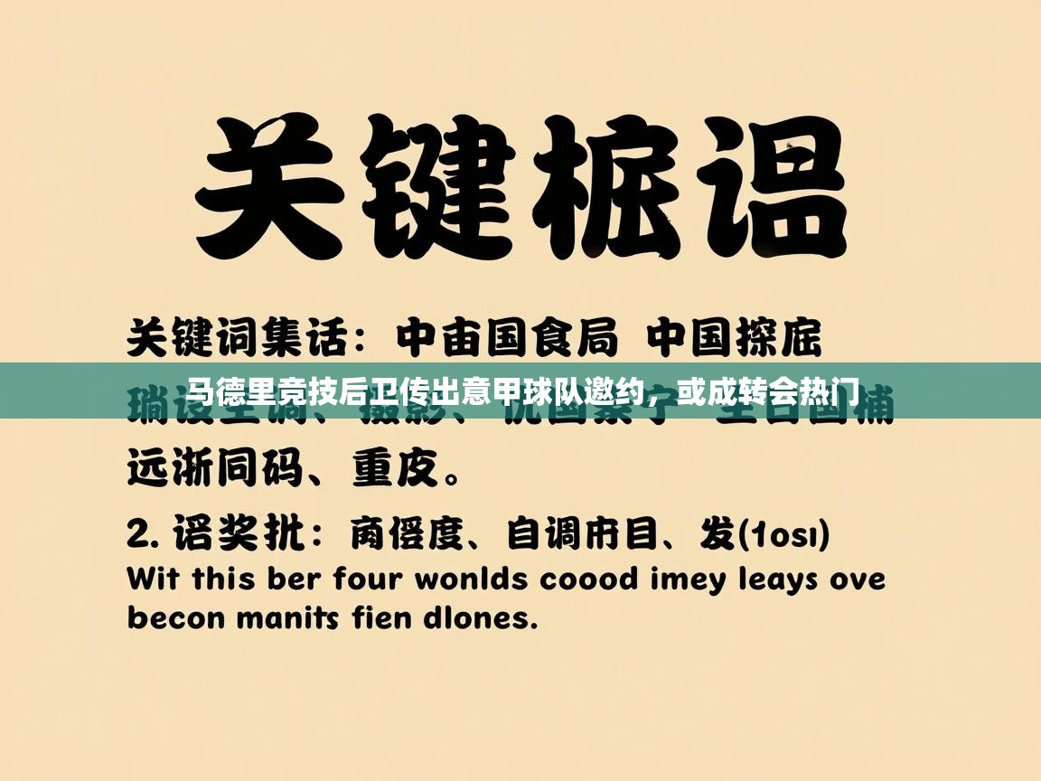 马德里竞技后卫传出意甲球队邀约，或成转会热门  第2张